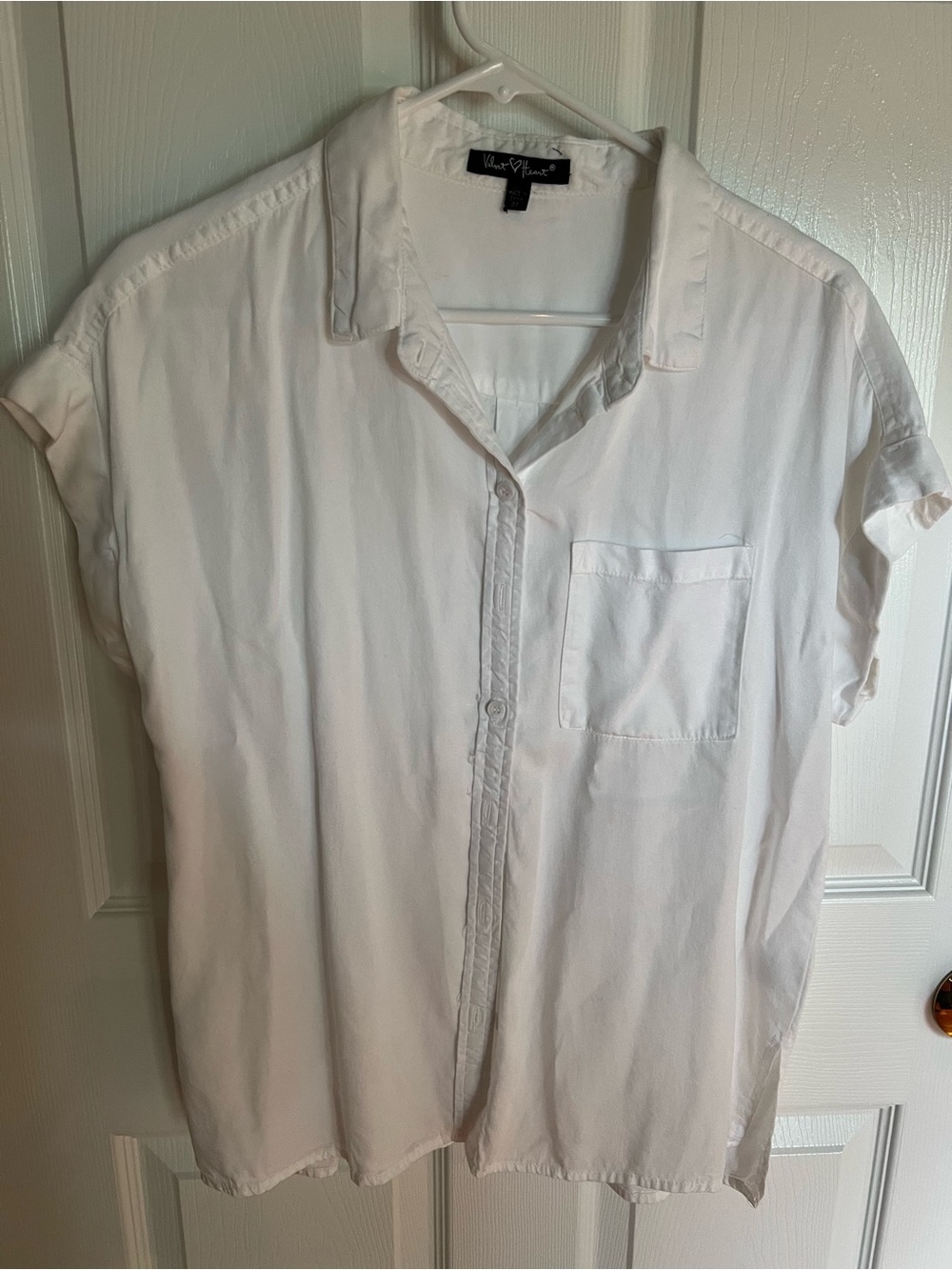 Velvet Heart White Short Sleeve Button-Down Top